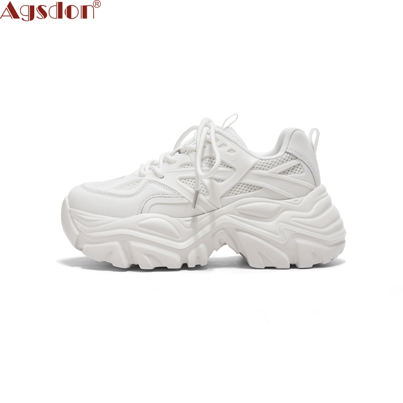 Agsdon รองเท้าผ้าใบผู้หญิงสไตล์ใหม่หนา Soled Daddy รองเท้าตาข่ายระบายอากาศขนาดเล็ก Casual สบายนุ่มสไตล์ขายร้อน