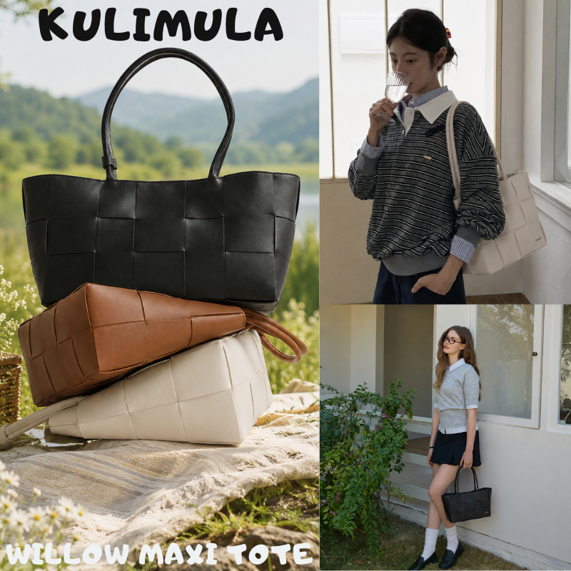 KULIMULA Willow Maxi Tote Bag กระเป๋าหนังสาน กระเป๋า Tote ช่องซิป ใช้งานได้ทุกวัน ใส่โน๊ตบุ๊คได้