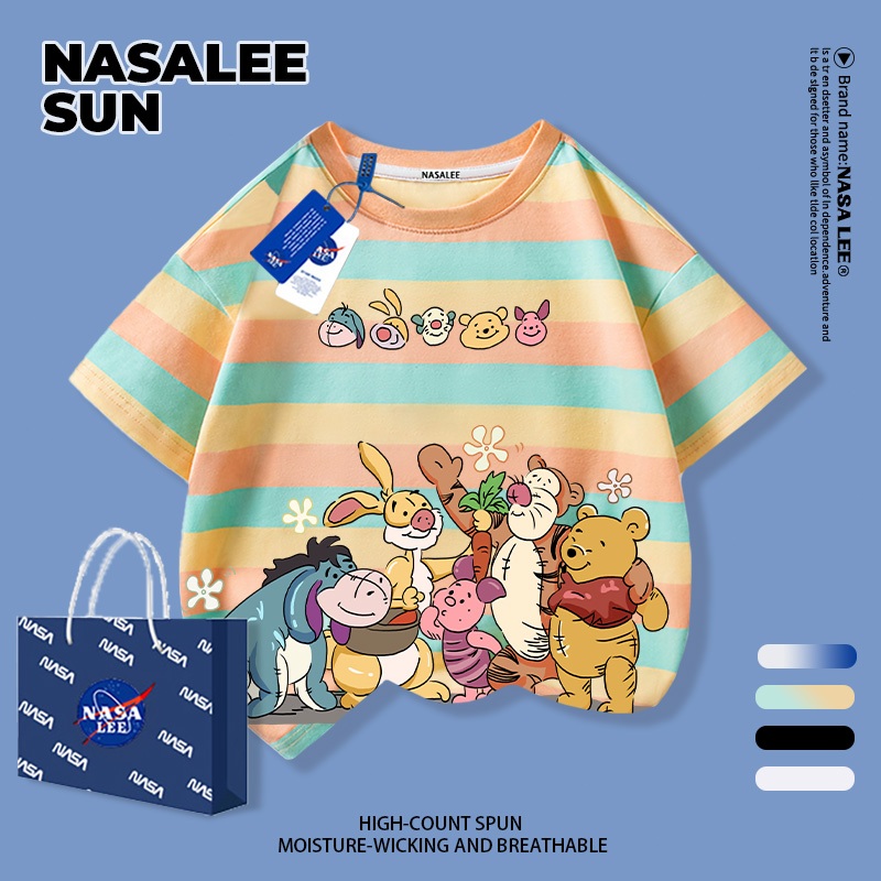 [จัดส่งในวันเดียวกัน] เด็กผ้าฝ้ายสีเหลืองสีฟ้าลายเสื้อยืดการ์ตูนสัตว์สวนสนุกพิมพ์ฤดูร้อนเสื้อผ้าระบายอากาศแขนสั้นเหมาะสําหรับ 3-16ชายหญิง