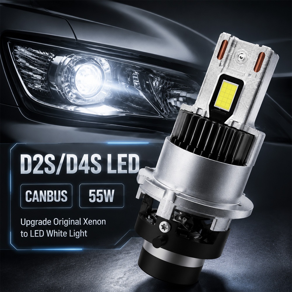 2x D2S D4S หลอดไฟ LED 6000K 55W 30000LM สีขาว CANBUS รถ LED Plug and Play Xenon เปลี่ยน