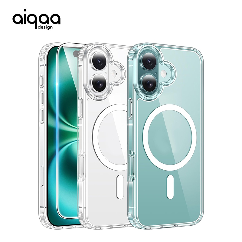 AIQAA สําหรับ iPhone Case 17 17Air 16 15 14 13 12 11Pro Max/Plus,17/16e Case Clear: เคสโทรศัพท์แม่เหล็กพร้อมตัวป้องกันหน้าจอ Drop Proof ใช้งานร่วมกับ Slim Anti Yellowing