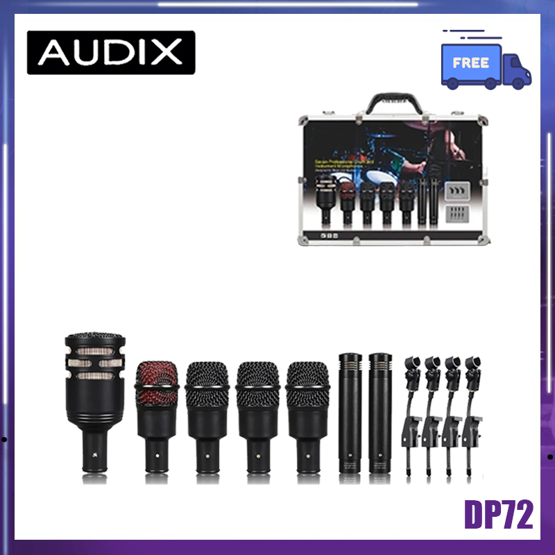AUDIX DP72 ชุดไมโครโฟนกลอง 7 ชิ้น, กลองเคลื่อนที่ตัวเก็บประจุ, กลองบ่วงและตัวเก็บประจุฉาบสําหรับ Adi