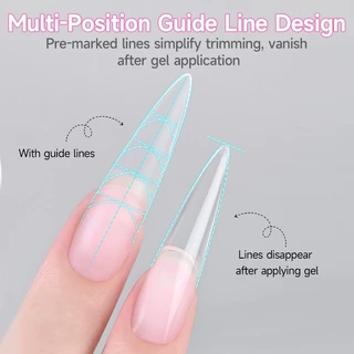 UR SUGAR 240 ชิ้นเจลนุ่มเล็บยาวเคล็ดลับพร้อมคู่มือสาย Full Matte เล็บปลอมภาษาฝรั่งเศสคําคลุมทั้งหมดหลายรูปร่างกดบนเล็บ Extensions Salon เครื่องมือ
