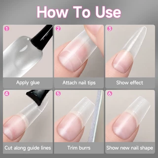 UR SUGAR 240 ชิ้นเจลนุ่มเล็บยาวเคล็ดลับพร้อมคู่มือสาย Full Matte เล็บปลอมภาษาฝรั่งเศสคําคลุมทั้งหมดหลายรูปร่างกดบนเล็บ Extensions Salon เครื่องมือ