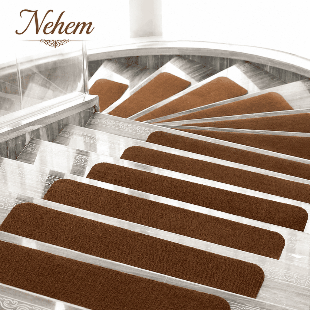 Nehem - 15PCS แผ่นรองบันได ที่ติดบันไดกันลื่น กันลื่นบันได แผ่นกันลื่นบันได พรมบันไดกันลื่น กันลื่น  แผ่น ปู บันได กัน ลื่น กันเสียง มีกาวในตัว สําหรับบันได LOFT แผ่นบันไดกันลื่นสุนัข