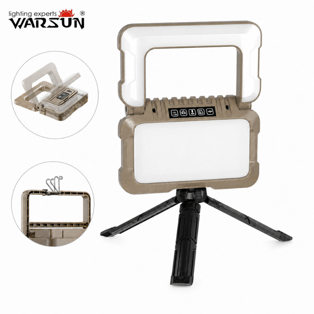 WARSUN Y07ไฟทํางานพลังงานแสงอาทิตย์กันน้ําฟลัดไลท์แบบชาร์จไฟได้แบบพกพางานเว็บไซต์แสงการประชุมเชิงปฏิบัติการโรงรถโคมไฟ