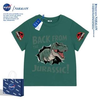 NASA เสื้อยืดแขนสั้นเด็ก ผ้าฝ้าย 100% ลายการ์ตูนไดโนเสาร์ ระบายอากาศดี เหมาะสำหรับเด็กอายุ 1-12 ปี ใส่ได้ทุกสไตล์