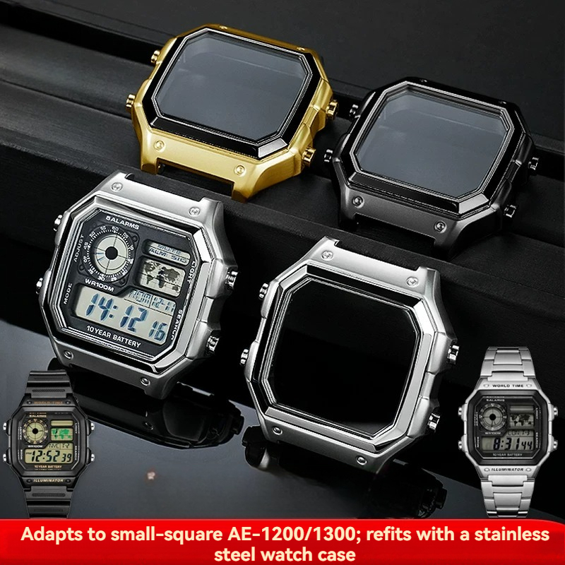 เหมาะสําหรับ Casio AE-1200WH AE-1300 ดัดแปลงเคสสแตนเลส WS-1600 เคสโลหะ