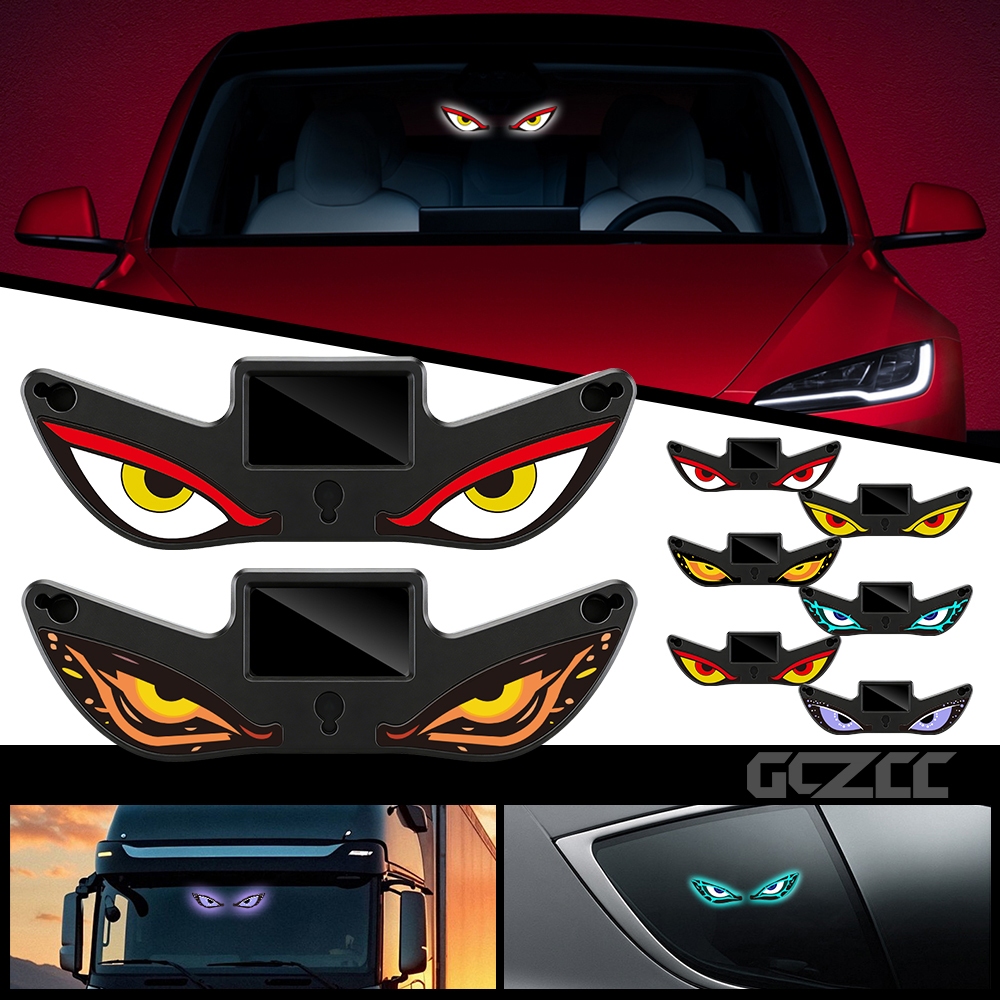 พลังงานแสงอาทิตย์ LED Demon Eye Universal Strobe ไฟเตือน Type-C ไฟหายใจความสว่างสูงกันน้ําบรรยากาศแสงนีออนสําหรับรถยนต์รถบรรทุกอุปกรณ์ตกแต่งภายในรถยนต์