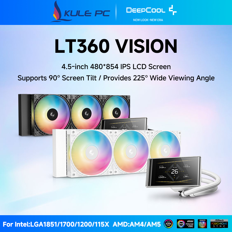 Deepcool LT360 VISION ARGB CPU AIO Cooler 360 มม.4.8 นิ้วเต็มหน้าจอรองรับภาพ / GIFs / วิดีโอสําหรับ Intel LGA1155 LGA1700 AMD AM5 AM4