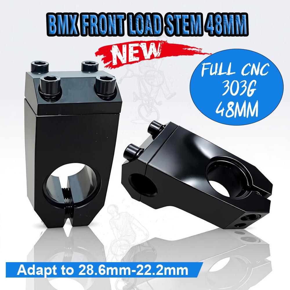BMX ด้านหน้าโหลด Stem 22.2*28.6 มม.48 มม.อลูมิเนียม CNC จักรยาน Stem BMX Handbar Stem สําหรับ Street Freestyle จักรยานขี่จักรยาน Part