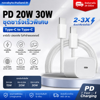 ชาร์จไวทุกวัน ชุดชาร์จเร็ว PD 30W Type-C to Type-C หัวชาร์จพร้อมสาย USB-C สีขาว สำหรับมือถือ USB-C ส่งไทย 24ชม.