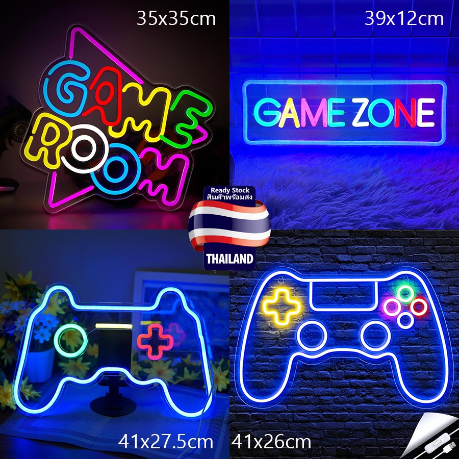 ป้ายนีออนสำหรับตกแต่งห้องเกมเมอร์ ป้ายนีออนสำหรับตกแต่งห้องเกมเมอร์แบบหรี่แสงได้สำหรับตกแต่งผนัง ป้ายนีออน LED สว่างสำหรับเล่นเกมแบบใช้พลังงาน USB สำหรับห้องเด็กชาย ของขวัญสำหรับเกมเมอร์