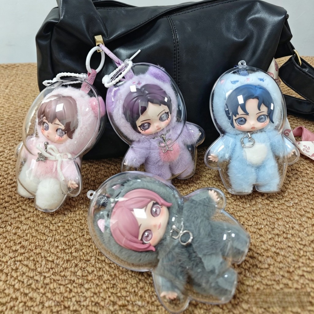 Aespa Collaboration อะคริลิค Hard Case พร้อมตัวอักษรน่ารัก - กระเป๋าเก็บอุปกรณ์สําหรับเด็ก (15 ซม.) พร้อมพวงกุญแจ