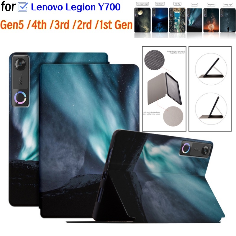 รูปแบบน่ารักกรณีเหงื่อหลักฐานลื่นหนังสําหรับ Lenovo Legion Y700 Gen5 4th 3rd 2rd 1st Gen TB323FU TB-