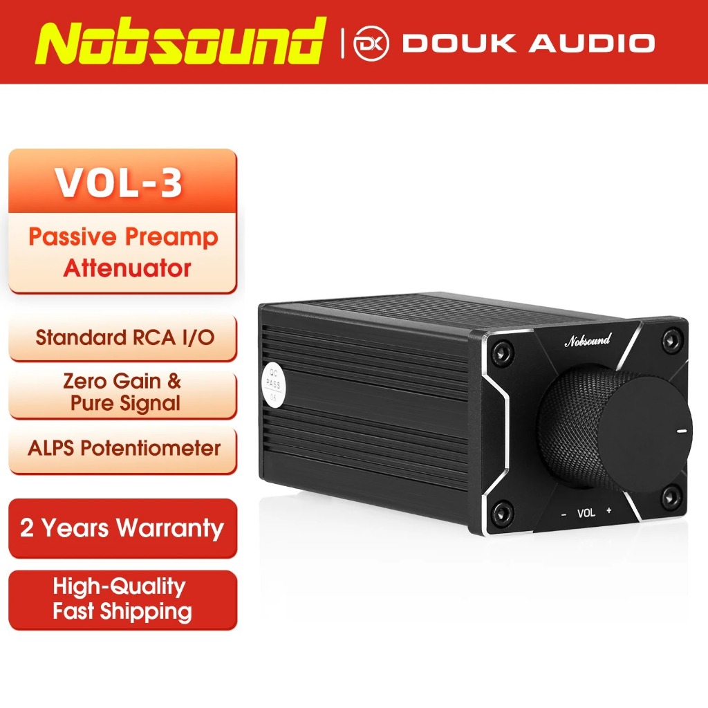 Douk Audio Nobsound ความแม่นยําสูง Passive Preamp Volume Controller HiFi Pre-Amplifiers Match Power Amplifiers หรือ Active ลําโพง