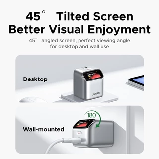 UGREEN หัวชาร์จ GaN USB-C 45W พับได้ [Jackson Yee แนะนำ] มีหน้าจอแสดงข้อมูลการชาร์จและรุ่นอุปกรณ์ ชาร์จเร็ว ดีไซน์สวยงามจับถนัดมือ สําหรับ iPhone 17 Series Samsung S26 Ultra S25 S24