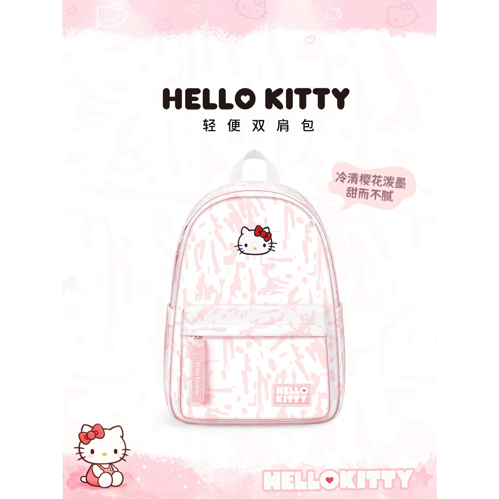 Hello Kitty กระเป๋านักเรียน ins Niche High-Appearance Junior High School University Girls Backpack 2026 ใหม่สไตล์เกาหลีสีชมพู