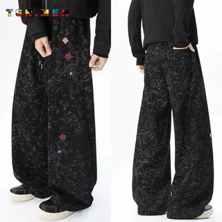 TSR.Men กางเกง วอมขายาว ผู้ชาย ขอบเอวยางยืด หลวม สบาย กางเกงขายาวทรงตรง vintage ลำลอง เข้าชุดง่าย