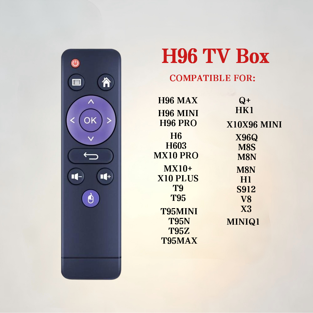 ทั่วไปใช้สําหรับเปลี่ยนรีโมทคอนโทรล H96 MAX, H96 MAX X3, H96 MAX H616, H96 Mini V8, MX10 PROO, X10 ส