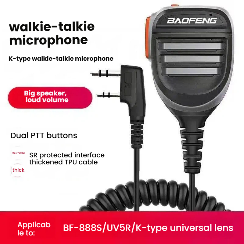 Baofeng Walkie-Talkie-Talkie Dual Launcher ไมโครโฟนไหล่ไมโครโฟน 888S UV5R K หัว Universal ประเภท Baofeng ไมโครโฟนมือ