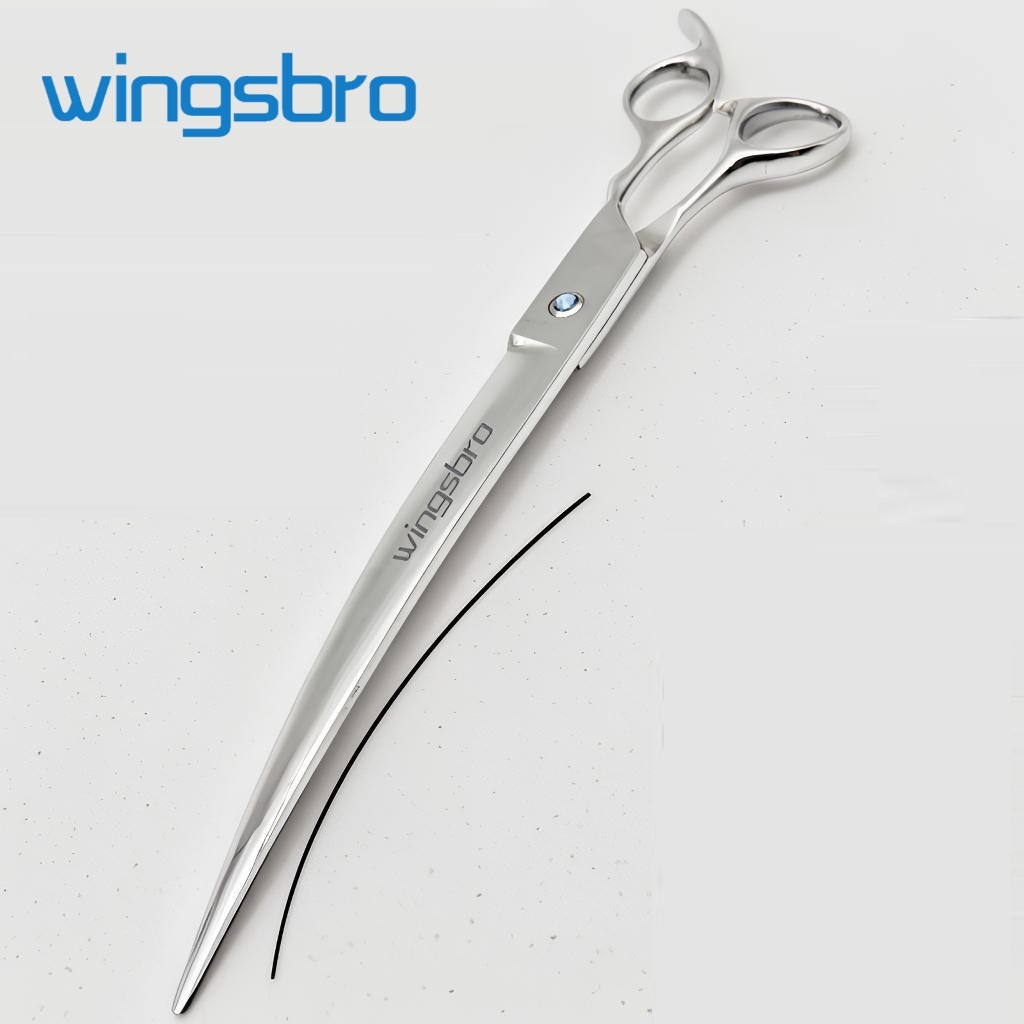 Wingbro กรรไกรสัตว์เลี้ยง 9 นิ้วเงิน Big Dogs กรรไกรกรูมมิ่งโค้ง Professional กรรไกร Salon ตัดผมใช้สุนัขและแมว