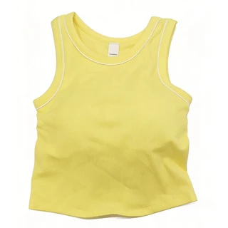 เสื้อกล้ามครอปสีขาวสําหรับผู้หญิงเสื้อตัวในคอกลมแขนกุดลําลองและออกกําลังกายสีดํา