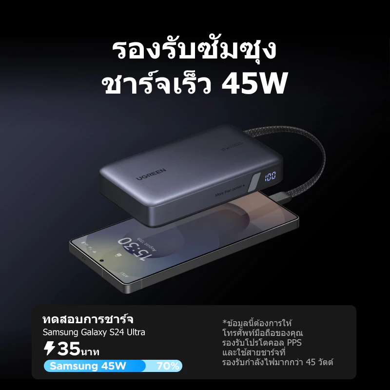 【CCC】UGREEN Nexode 67W/45W Max 20000mAh ในตัวสาย USB C 3 พอร์ต Fast Charging Power Bank Powerbank สําหรับ iPhone 17 Pro Max16 Pro Max Samsung S25 Ultra แล็ปท็อป thumbnail 7