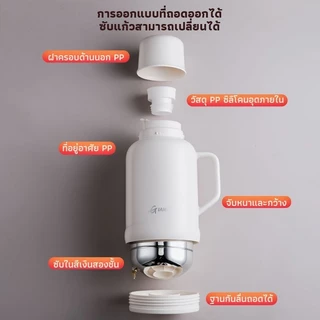 GIANXI ขวดเทอร์โมส กระติกเก็บความร้อน ภายในกระจกสุขภาพ รักษาอุณหภูมิร้อน-เย็นได้ 24 ชั่วโมง ปล่อยน้ำรูปU ไม่รั่วซึม ความจุ 1 ลิตร / 1.6 ลิตร เหมาะใช้ในบ้านและพกพาได้ ส่งฟรี