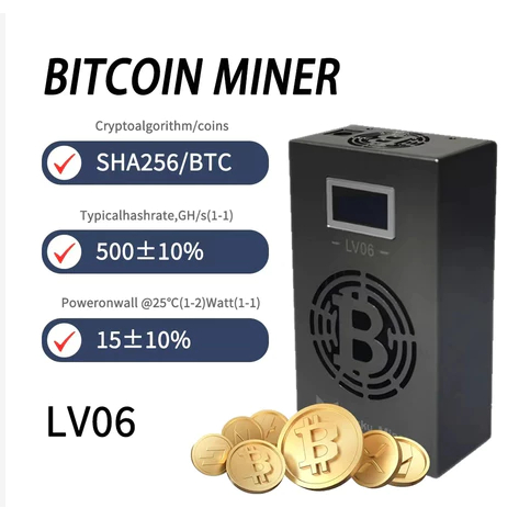 Bitcoin Miner Lucky Miner LV06 500G/S พร้อม BM1366 ชิป Asic BCH BSV BTC Solo miner LV06