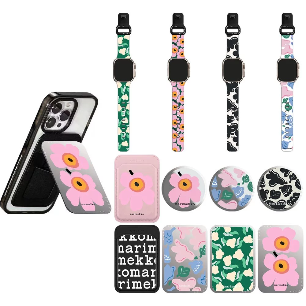 Flower marimekko Co-Branded Magnetic Holder, Card Holder Magnetic Holder, Strap