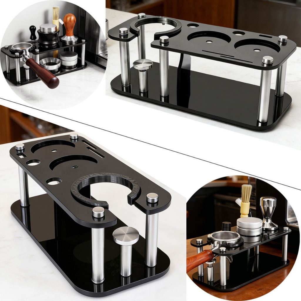 51 มม.54 มม.58 มม.Portafilter &Tamper Stand,กาแฟ Tamper &Distributor Holder, Espresso Coffee Tamper Double-Layer Storage Rack