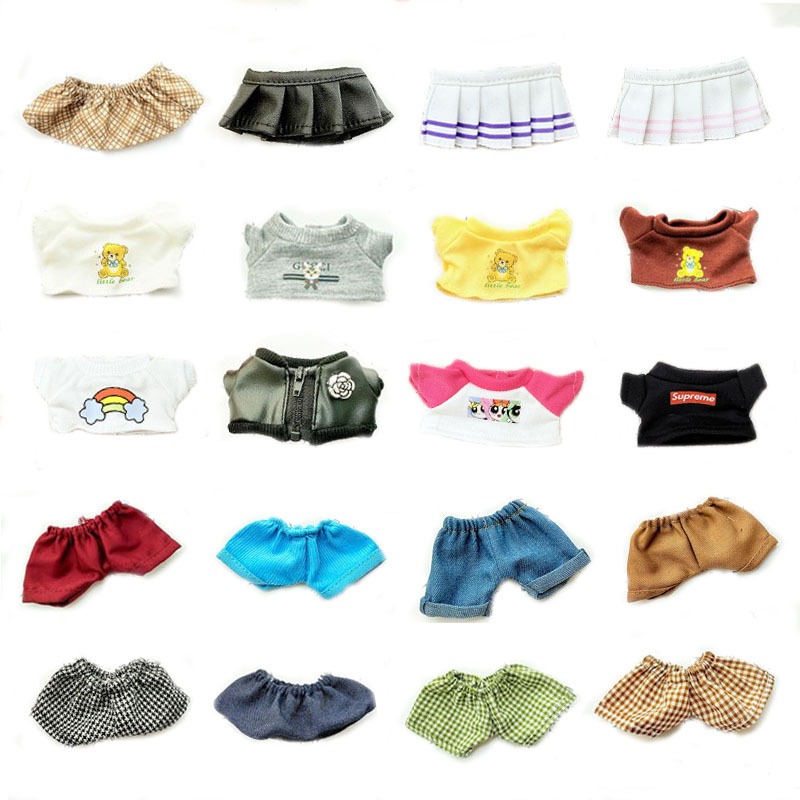 15 ซม.17 ซม.Labu ผ้าฝ้ายตุ๊กตาเสื้อผ้า Casual เสื้อยืดหมวกแจ็คเก็ตกระโปรง Plush ตุ๊กตา LABUBU V1 V2 V3 ตุ๊กตาอุปกรณ์เสริม