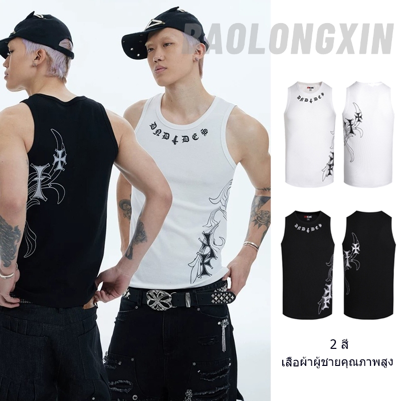 เสื้อกล้ามสตรีทแวร์สำหรับแฟชั่นในเมือง พิมพ์ลายสไตล์โกธิค