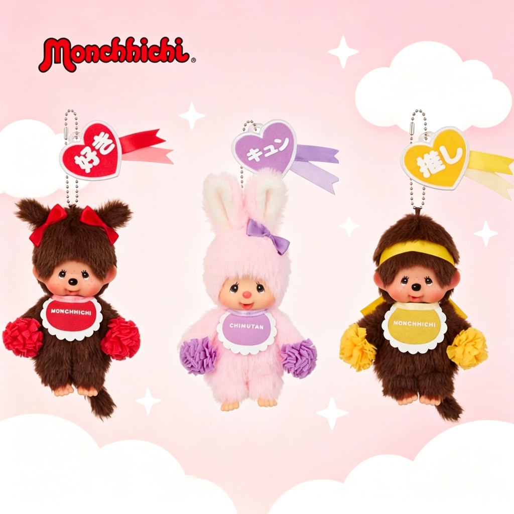 💯Monchhichi 💛Cheerleader Series - พวงกุญแจตุ๊กตาขนสัตว์แท้15cm💛