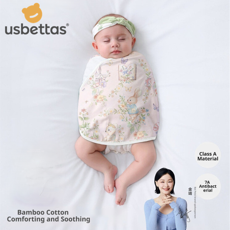 usbettas Swaddle ผ้าห่มสําหรับทารกแรกเกิด Wrap & Belly 2 In 1 Baby Swaddle Antistartle Wrap Muslin Swaddle