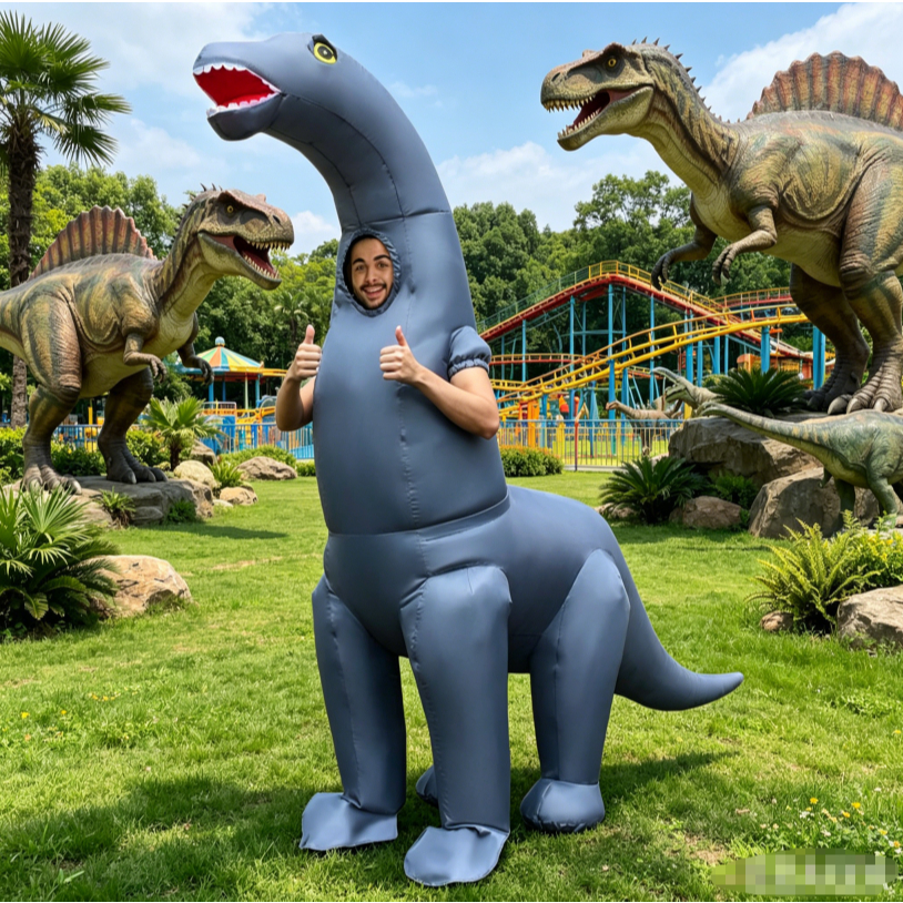 ผู้ใหญ่วัยรุ่นไดโนเสาร์พอง T-REX เครื่องแต่งกายฮาโลวีน Blow Up ชุดแฟนซีอนุบาลสวนแกล้งทําเป็นเล่นเสื้อผ้า