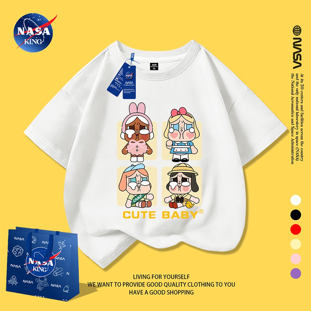 【ส่งภายใน 24 ชั่วโมง】NASA เสื้อยืดเด็กแขนสั้น ผ้าฝ้าย ลายการ์ตูน CRYBABY นุ่มสบาย เหมาะสำหรับเด็กอายุ 1-13 ปี