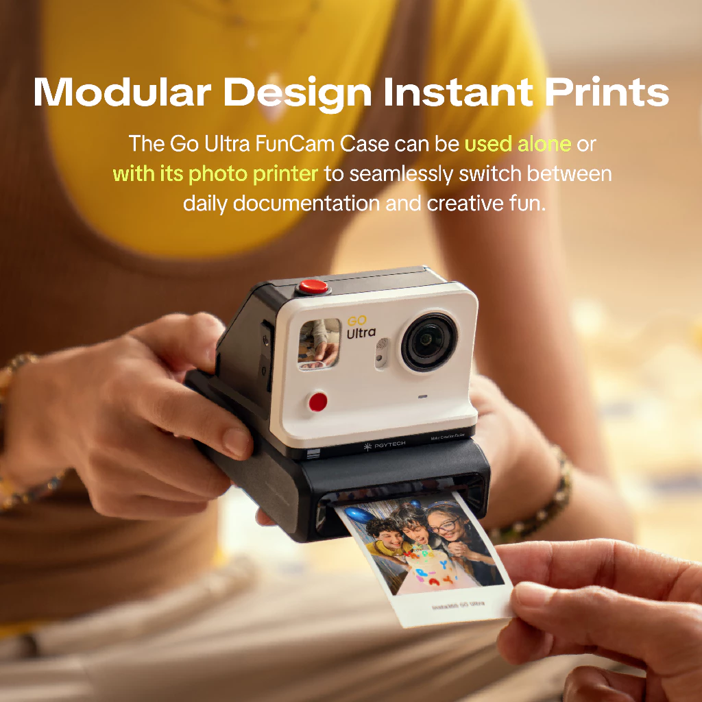 PGYTECH GO Ultra FunCam Case Kit For Insta360 GO Ultra -- Retro instant camera shell Magnetic snap on Convex selfie mirror Waist level view Printer module thumbnail 4