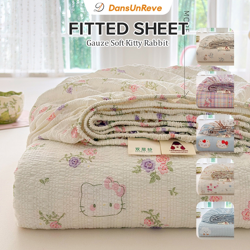 ผ้าปูที่นอน คิตตี้ กระต่าย 3.5ฟุต 5ฟุต bedsheet 床笠 360 องศา ผ้าปู ผ้าปูรัดมุม 6ฟุต kitty fitted sheet