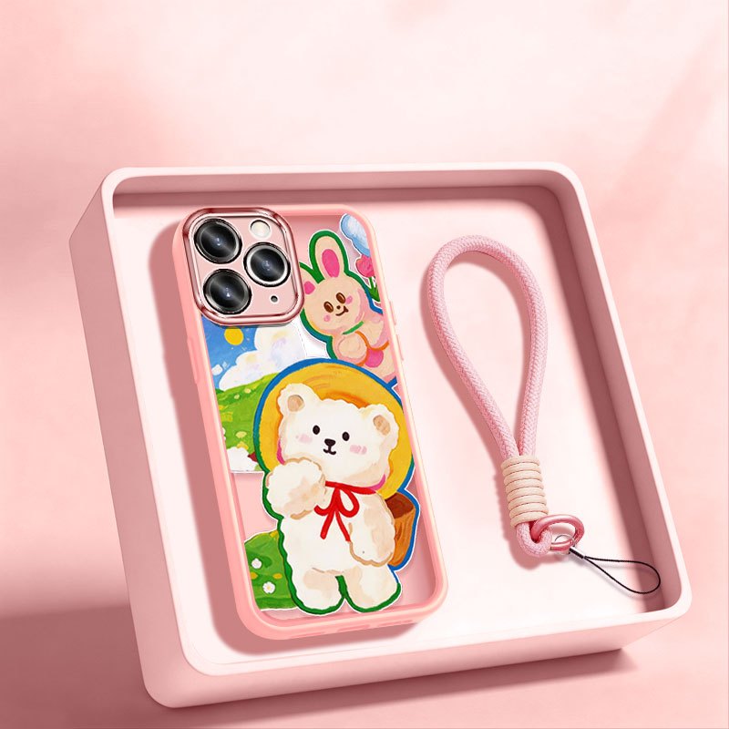 YBD เคสโทรศัพท์สําหรับ iPhone 11 12 13 14 15 Pro Max สีสันน่ารักหมี Soft TPU เกราะป้องกัน