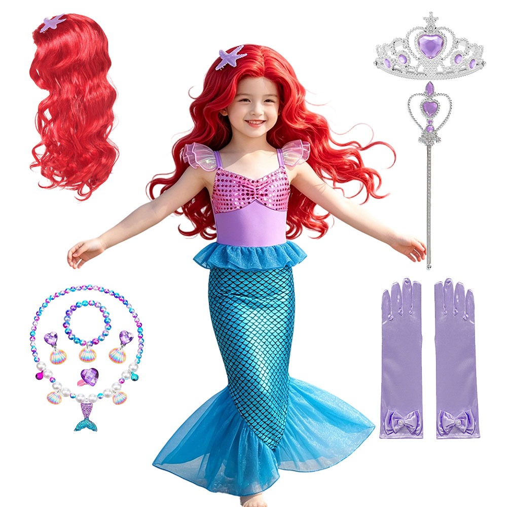 Mermaid Birthday Party Dress Mermaid เครื่องแต่งกาย Carnival อะนิเมะคอสเพลย์ชุดเด็กแฟนตาซี Disguise Prom Gown