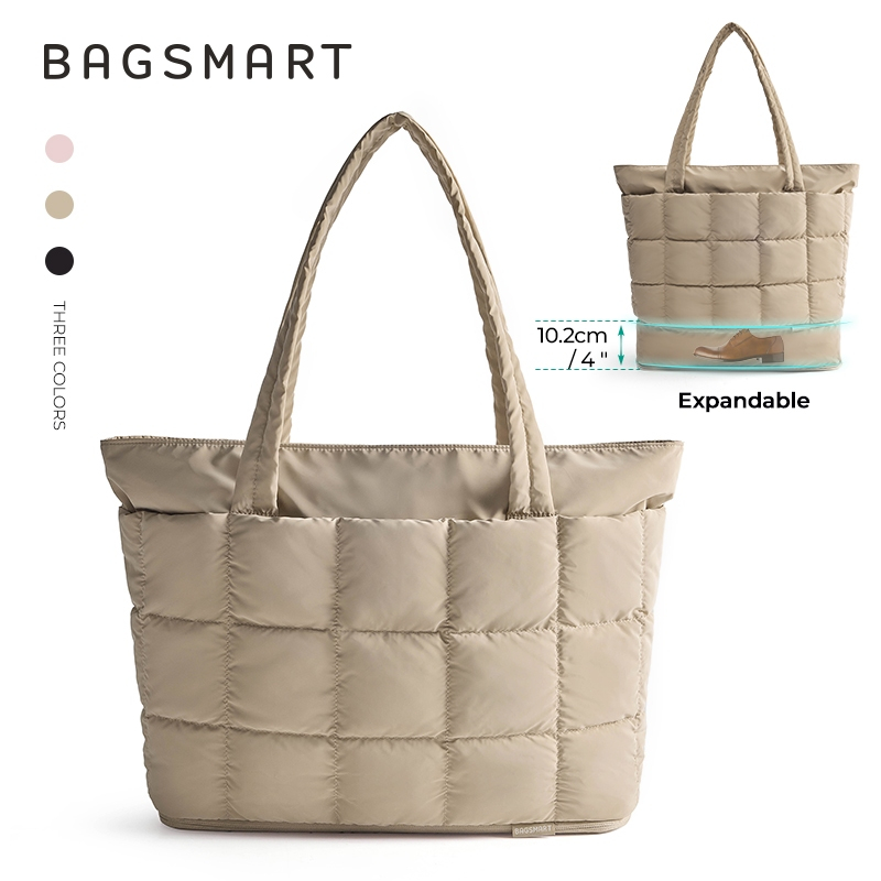 BAGSMART ขนาดใหญ่ Shoulder Tote Bag 22-28 ลิตร ขยายได้ กระเป๋าเก็บของสำหรับเดินทาง
