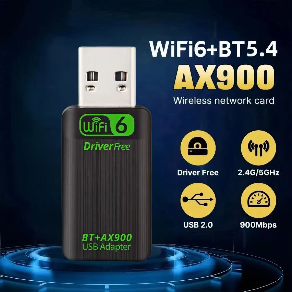 อะแดปเตอร์ไร้สาย USB WiFi6 AX900 บลูทูธ 5.4 แบบดูอัลแบนด์ 2.4G&5GHz ดองเกิลการ์ดแลนไร้สายรับสัญญาณ D