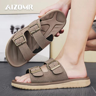 AIZOMR รองเท้าแตะผู้ชาย พื้นนุ่ม วัสดุหนัง คุณภาพสูง กันลื่น รุ่น A2200