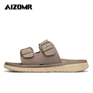 AIZOMR รองเท้าแตะผู้ชาย พื้นนุ่ม วัสดุหนัง คุณภาพสูง กันลื่น รุ่น A2200