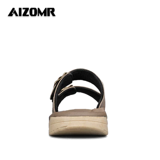 AIZOMR รองเท้าแตะผู้ชาย พื้นนุ่ม วัสดุหนัง คุณภาพสูง กันลื่น รุ่น A2200
