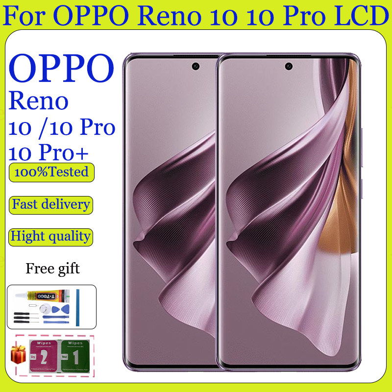 Original AMOLEDสําหรับOPPO Reno 10 Reno 10 Pro Reno 10 Pro Plus 5GจอแสดงผลLCDหน้าจอสัมผัสพร้อมกรอบเปลี่ยน