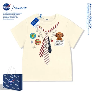 NASA เสื้อยืดแขนสั้นเด็ก ผ้าฝ้าย 100% พิมพ์ลายการ์ตูน ระบายอากาศดี เหมาะสำหรับเด็กอายุ 1-12 ปี ใส่ได้ทุกสไตล์