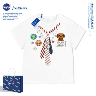NASA เสื้อยืดแขนสั้นเด็ก ผ้าฝ้าย 100% พิมพ์ลายการ์ตูน ระบายอากาศดี เหมาะสำหรับเด็กอายุ 1-12 ปี ใส่ได้ทุกสไตล์
